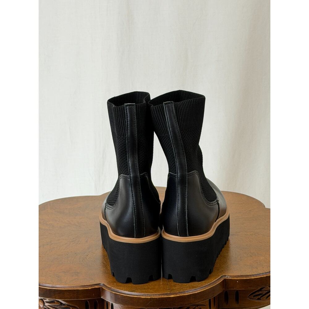 NIB ALL BLACK Black Flatform Sock Chelsea Platform Boots #0373 EU 39 - Picture 5 of 8